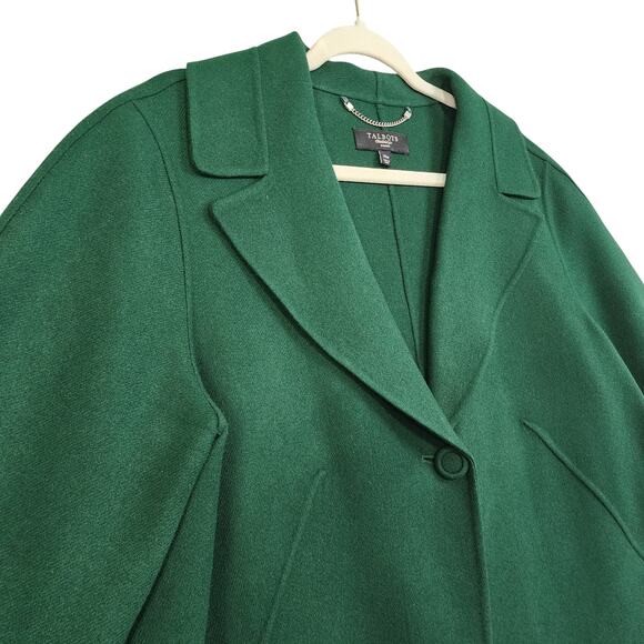 Talbots Womens Wool Swing Coat Plus Size 14W Emerald Green Lapel Collar Holiday - Picture 3 of 10